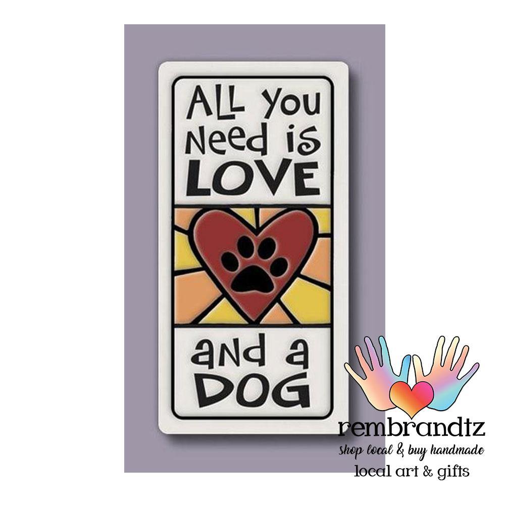 Love and a Dog Art Tile Magnet - Rembrandtz