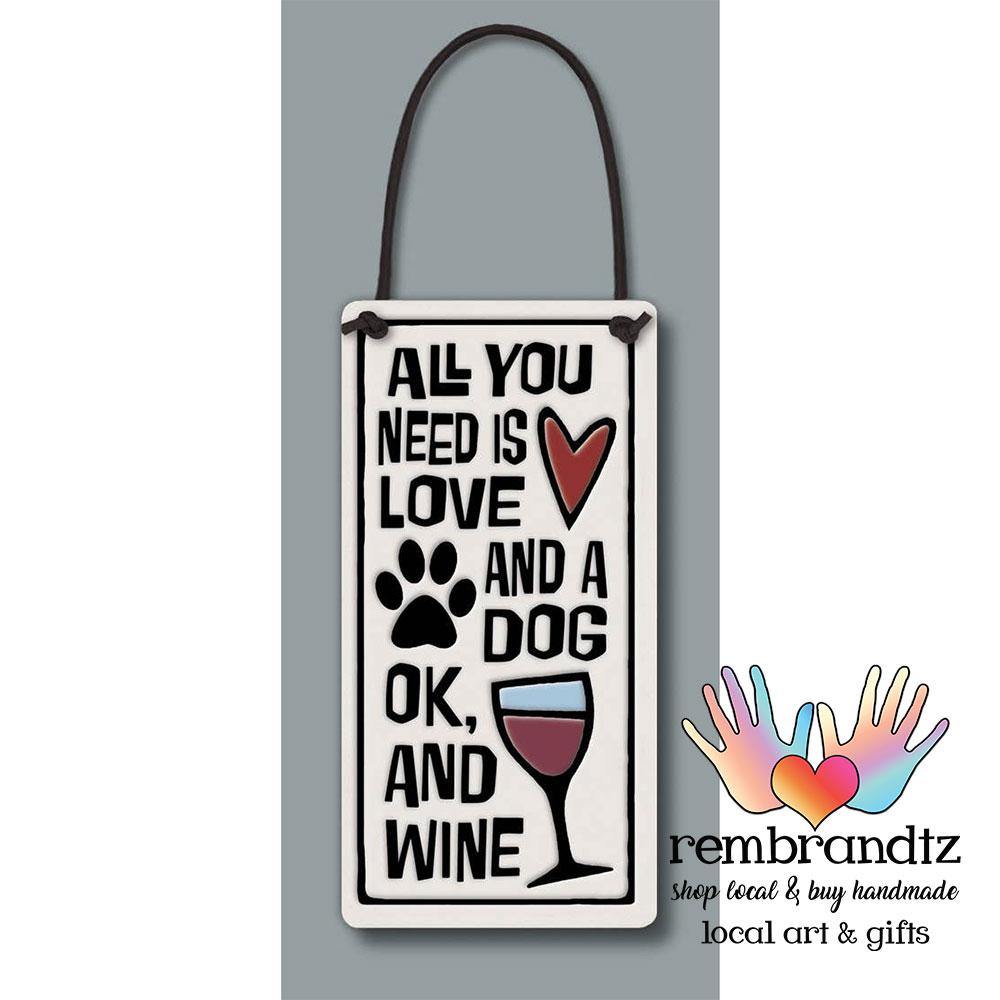 Love Dog Wine Art Tile - Rembrandtz