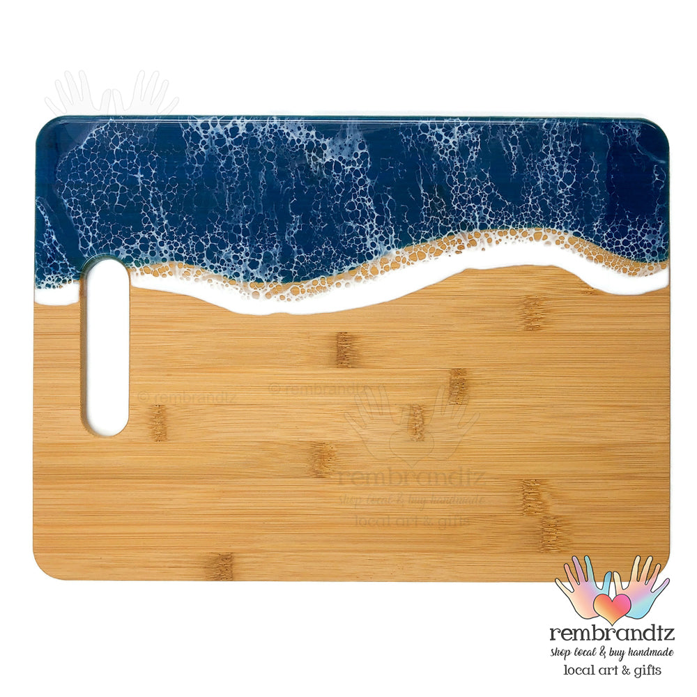 Ocean Wave Cutting Board Large Ocean Blue