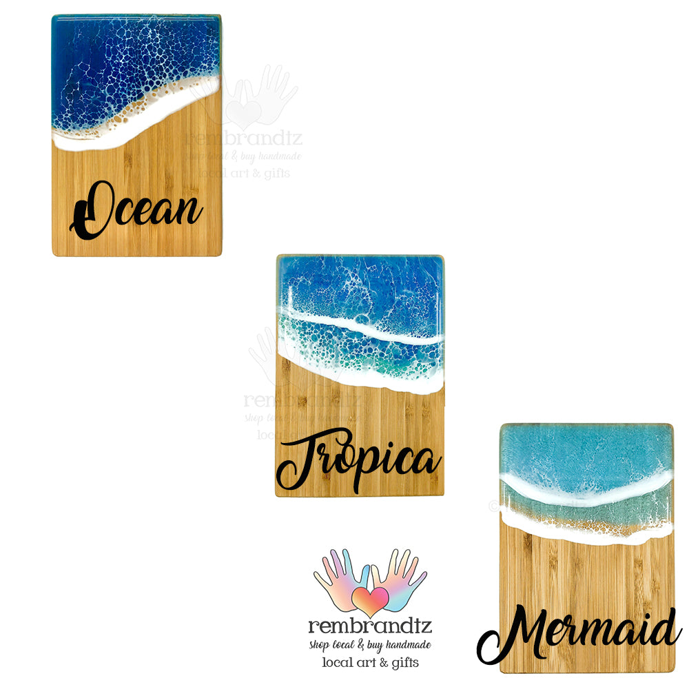 Ocean Wave Serving Board Small Tropical Blue