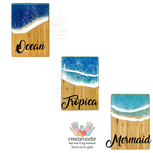 Ocean Wave Serving Board Small Tropical Blue