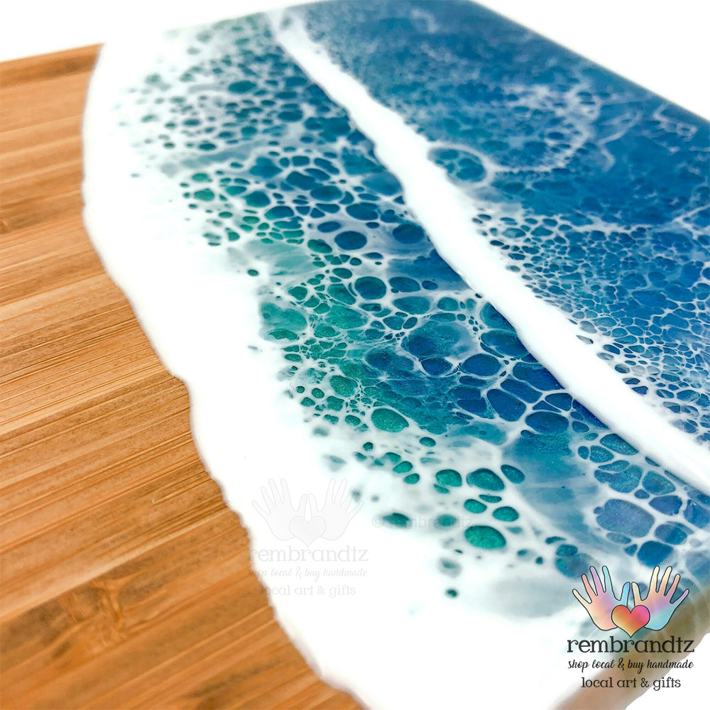 Ocean Wave Serving Board Small Tropical Blue