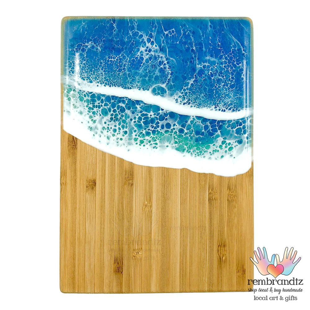 Ocean Wave Serving Board Small Tropical Blue