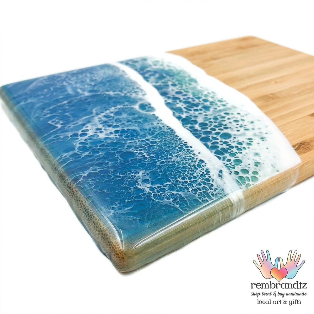 Ocean Wave Serving Board Small Tropical Blue