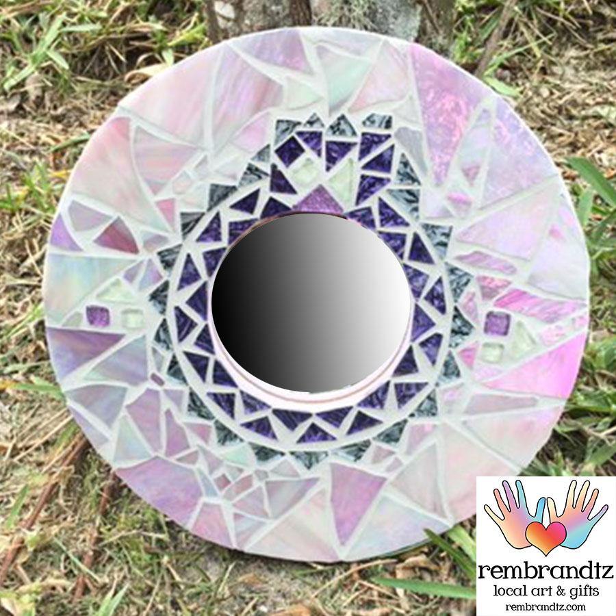 Mosaic Pink Round Mirror - Rembrandtz