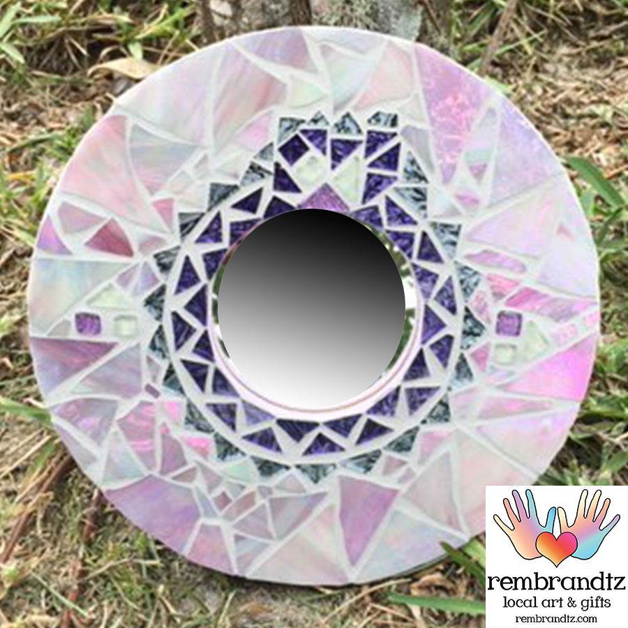 Mosaic Pink Round Mirror - Rembrandtz