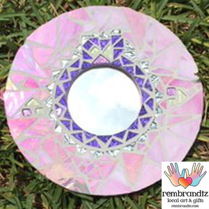 Mosaic Pink Round Mirror - Rembrandtz