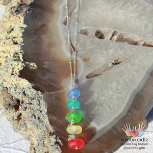 Sea Glass Chakra Rainbow Gradient Sterling Necklace