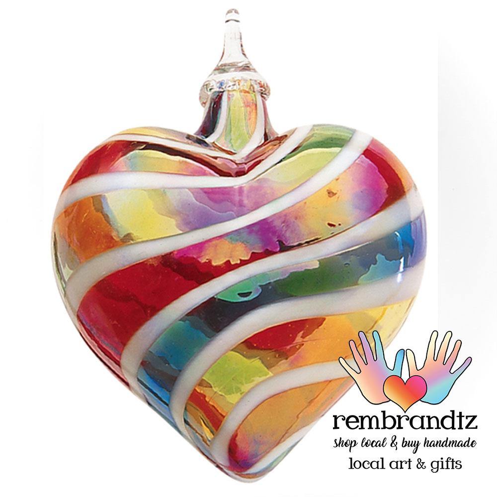 Designer Rainbow Hand Blown Glass Heart - Rembrandtz