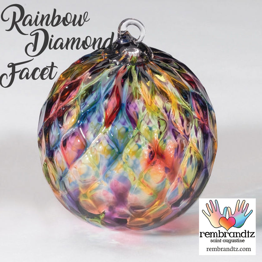 Rainbow Diamond Facet Ornament