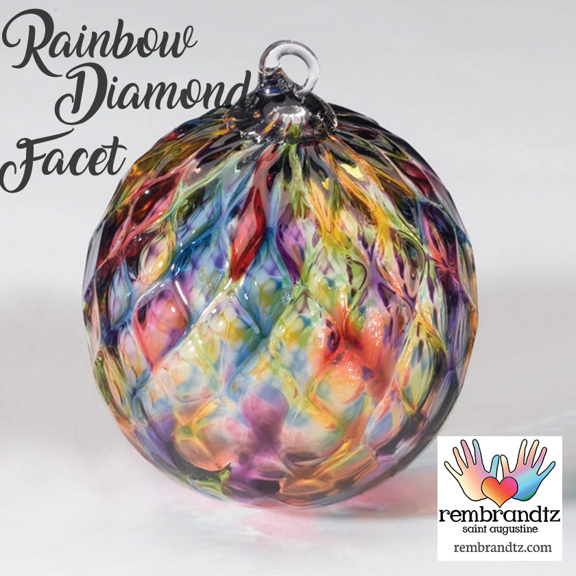 Rainbow Diamond Facet Ornament