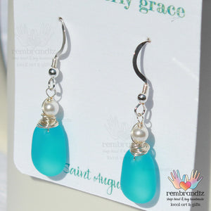 Mediterranean Blue Sea Glass Earrings