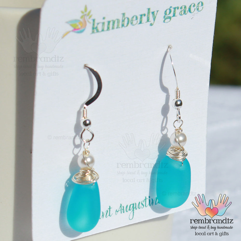 Mediterranean Blue Sea Glass Earrings