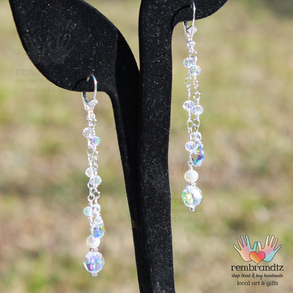 Luminescent Silver Sparkle Bridal Earrings
