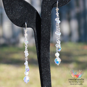 Luminescent Silver Sparkle Bridal Earrings