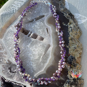 Amethyst Auralite Triple Strand Necklace