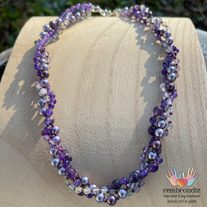 Amethyst Auralite Triple Strand Necklace