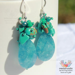 Turquoise Pearl Silver Earrings