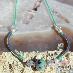 Blue Green Swirl Sterling Necklace